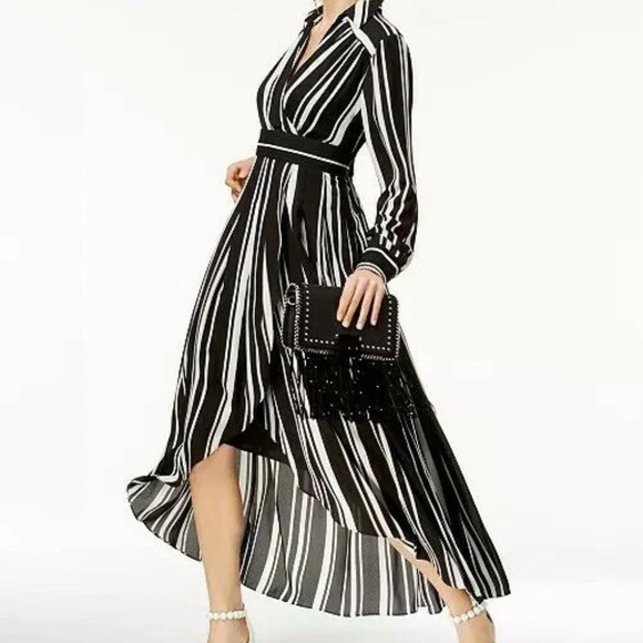 INC International Concepts Dresses & Skirts - INC International Concepts INC Women's Striped Faux-Wrap High-Low Dress